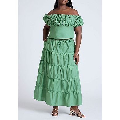 ELOQUII Women's Plus Size Shirred Maiden Top