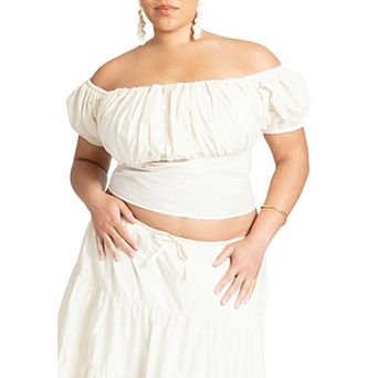 ELOQUII Women's Plus Size Shirred Maiden Top