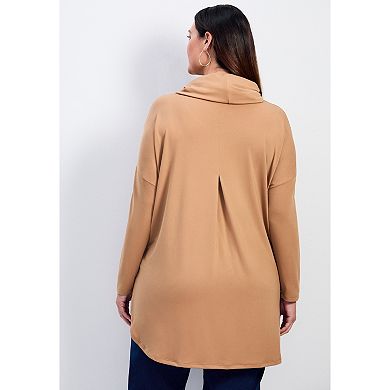 Avenue Women's Plus Size Faye Removeable Scarf Tunic