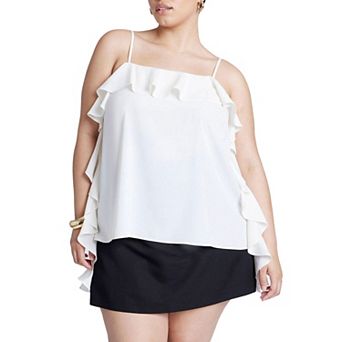 ELOQUII Women's Plus Size Flounced Neckline Cami