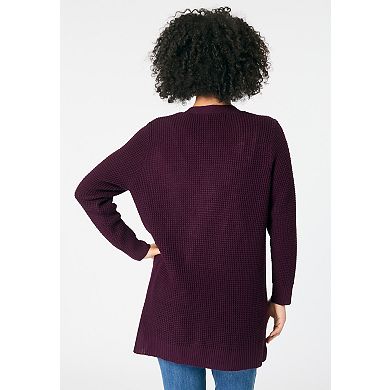 Roaman's Women's Plus Size Waffle Button Front Cardigan