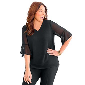 Catherines Women's Plus Size Juliette Bell-Sleeve Blouse