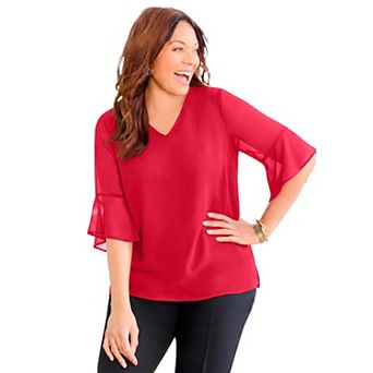 Catherines Women's Plus Size Juliette Bell-Sleeve Blouse