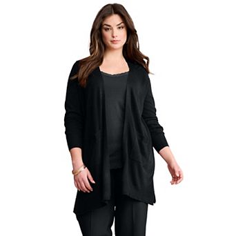 Roaman's Women's Plus Size Fine Gauge Open Front Cardigan