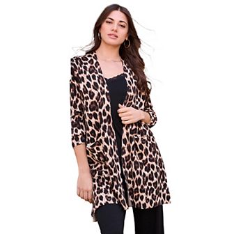Roaman's Women's Plus Size Fine Gauge Open Front Cardigan