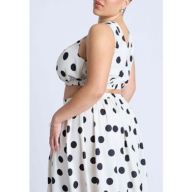 ELOQUII Women's Plus Size Shirred Wrap Crop Top