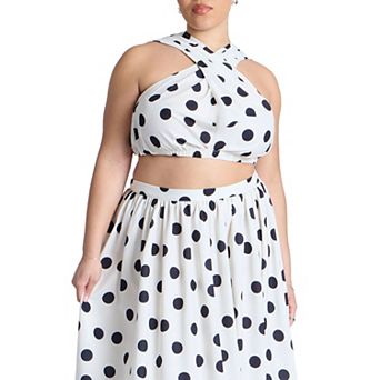 ELOQUII Women's Plus Size Shirred Wrap Crop Top