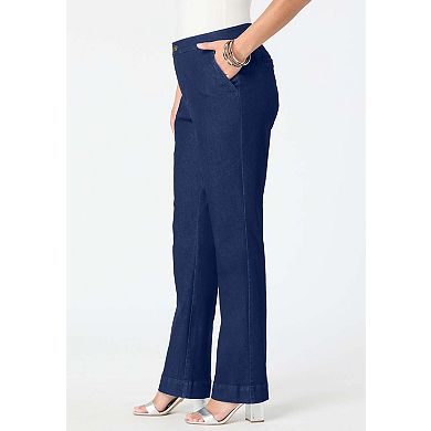 Roaman's Women's Plus Size High-Rise Bootcut Denim Trouser
