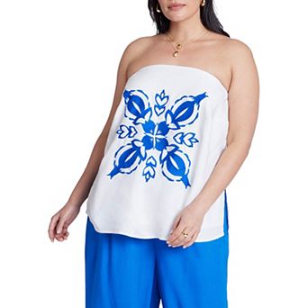 ELOQUII Women's Plus Size Embroidered Column Top