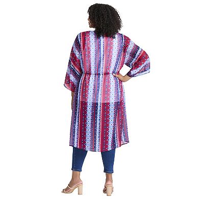 Avenue Women's Plus Size Tie-Front Duster wrap