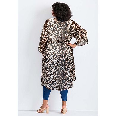 Avenue Women's Plus Size Tie-Front Duster wrap