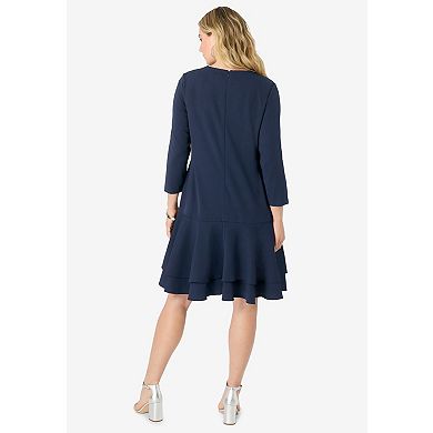 Roaman's Women's Plus Size Ruffle-Detailed Dress