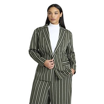 ELOQUII Women's Plus Size Fitted Striped Blazer