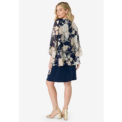 Roaman's Women's Plus Size Necklace Jacket Dress