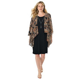 Roaman's Women's Plus Size Necklace Jacket Dress