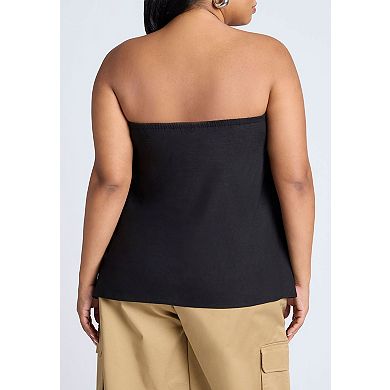 ELOQUII Women's Plus Size Linen Blend Column Tube Top