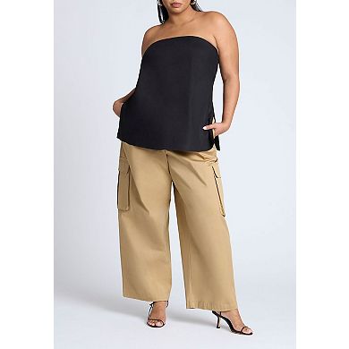 ELOQUII Women's Plus Size Linen Blend Column Tube Top