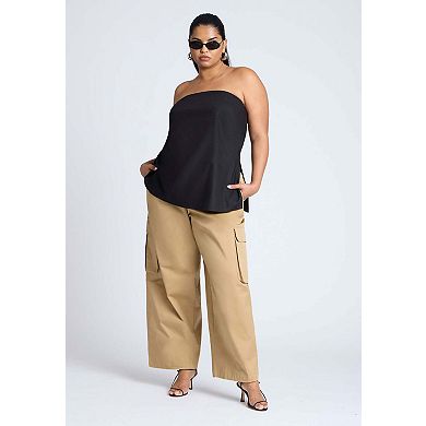 ELOQUII Women's Plus Size Linen Blend Column Tube Top