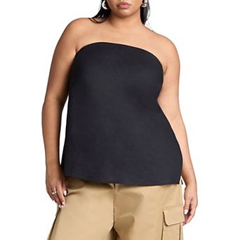 ELOQUII Women's Plus Size Linen Blend Column Tube Top