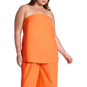 ELOQUII Women's Plus Size Linen Blend Column Tube Top