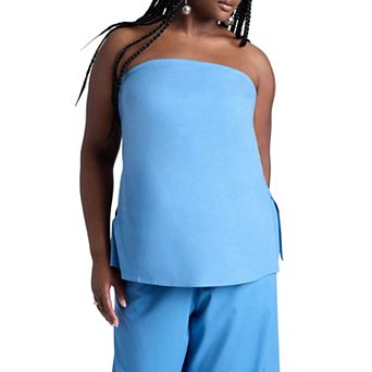 ELOQUII Women's Plus Size Linen Blend Column Tube Top