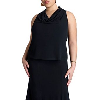 ELOQUII Women's Plus Size Cowl Halter Top