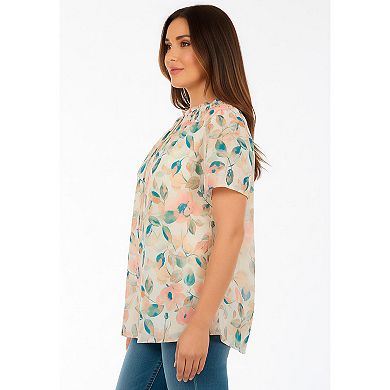 Roaman's Women's Plus Size Ruffle Sleeve Blouse