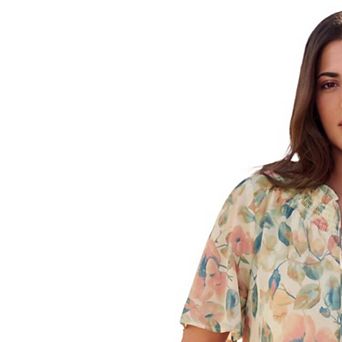 Roaman's Women's Plus Size Ruffle Sleeve Blouse