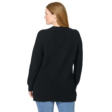 Woman Within Plus Size Shaker Crewneck Pullover