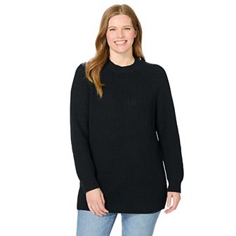 Woman Within Plus Size Shaker Crewneck Pullover