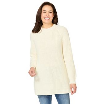 Woman Within Plus Size Shaker Crewneck Pullover