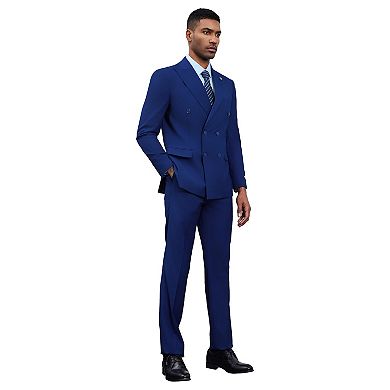 Stacy Adams 2pc Double Breasted Suit Set w/ Wide Peak Lapel