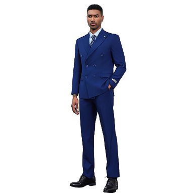 Stacy Adams 2pc Double Breasted Suit Set w/ Wide Peak Lapel