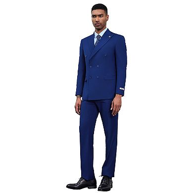 Stacy Adams 2pc Double Breasted Suit Set w/ Wide Peak Lapel