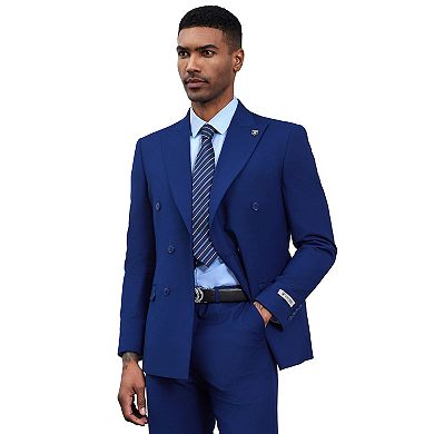 Stacy Adams 2pc Double Breasted Suit Set w/ Wide Peak Lapel