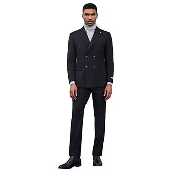 Stacy Adams 2 pc Double Breasted Suit Set w/ Wide Peak Lapel