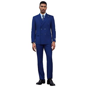 Stacy Adams 2 pc Double Breasted Suit Set w/ Wide Peak Lapel