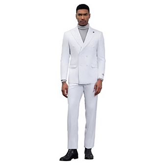 Stacy Adams 2 pc Double Breasted Suit Set w/ Wide Peak Lapel