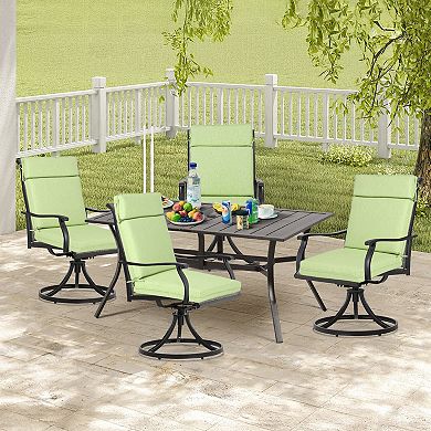 Aoodor Outdoor High Back Dining Chair Cushion Set with Ties and Zipper, 44"x21"x3.2", Set of 4