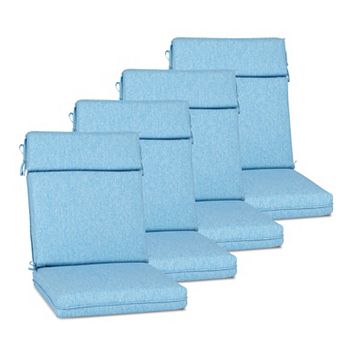 Aoodor Outdoor High Back Dining Chair Cushion Set with Ties and Zipper, 44"x21"x3.2", Set of 4