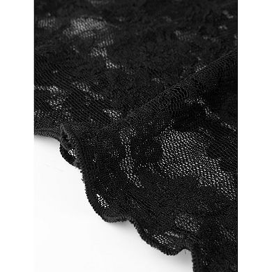 Mesh Top for Women's Mock Neck Sheer See Through Floral Lace Tops Blouse