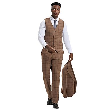 Stacy Adams Classic Plaid 3-Piece Suit Set