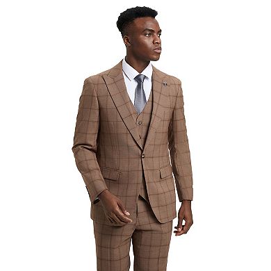 Stacy Adams Classic Plaid 3-Piece Suit Set