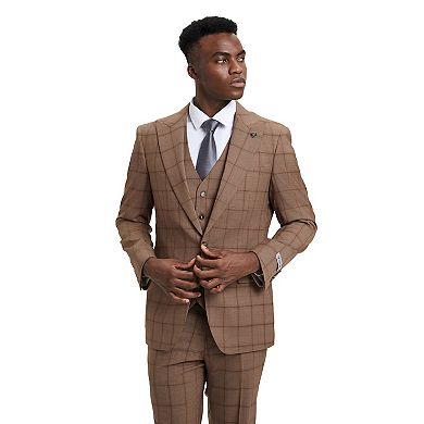Stacy Adams Classic Plaid 3-Piece Suit Set