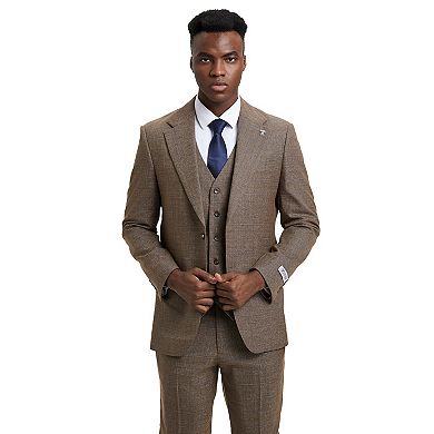 Stacy Adams Textured Plaid 3pc Suit Set w/ Notch Lapel