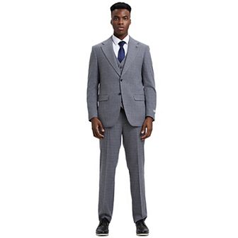 Stacy Adams Textured Plaid 3 pc Suit Set w/ Notch Lapel