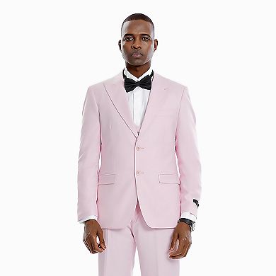 Men's 3pc Solid Peak Lapel Suit Set w/ Shawl Collar Double Breasted Vest