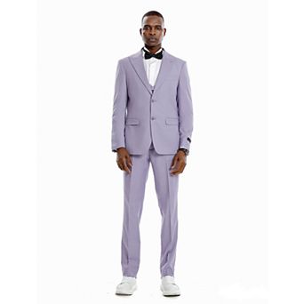 Men's 3 pc Solid Peak Lapel Suit Set w/ Shawl Collar Double Breasted Vest