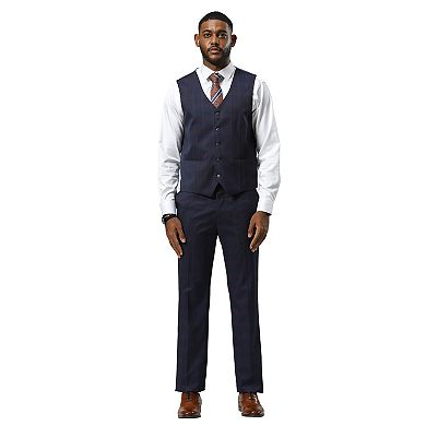 Stacy Adams Glen Check Vested Suit Set w/ Peak lapel
