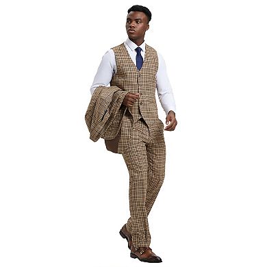 Stacy Adams 3-Piece Classic Textured Glen Check Vested Suit Set